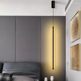 Ljuskrona Crystal Minimalist Linear LED Light Bedroom Bedside Studio Long Pendant Lights Noridc Modern Design Wall Line Lamp