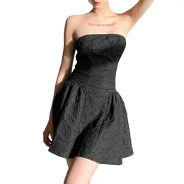 Casual Dresses Women Summer Strapless Dress Adults Sleeveless Solid Color Boat Neck Sexy One-Line Wrapped Chest Short