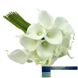 Dekorativa blommor kransar bukett realistiska vita latex calla lily lisianthus blommor gäng 20 huvud droppe leverans hem gar dhlvi