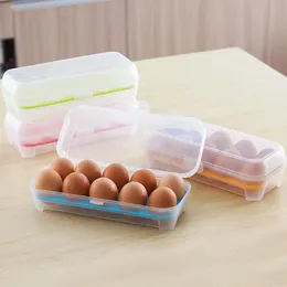 Caixas de armazenamento caixas 10 grade refrigerador de recipiente de ovo Caixa de caixa fresca casas itens essenciais ovos portador de plástico crise 4 cores