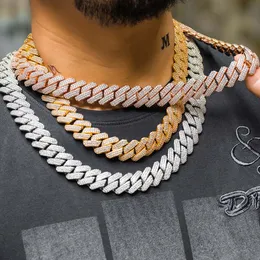Vergoldetes Bling Voll CZ 19mm Breite Kubanische Kette Halskette Armband Punk Hiphop Rapper Street Schmuck für Männer