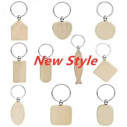 Kampanjhantverk Party Favor Souvenir Plain DIY Blank Borte Wood Pendant Key Chain Keychain med nyckelringgåva