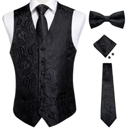 Mens Västar västar för män Slim Fit Mens Wedding Suit Vest Casual ärmlös formell affär MANA MASTCOAT HANKY SOTTIE BOG TIE SET DIBANGU 230213