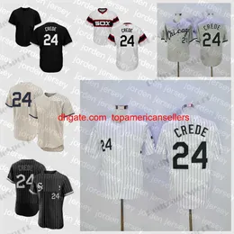 Anpassade basebolltröjor Mens 24 Joe Crede Vintage 2005 WS Black White Stitched Shirts