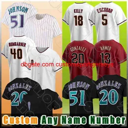 Stitch 51 Randy Johnson Jersey 20 Luis Gonzalez basebolltröjor Ketel Marte Nick Ahmed Carson Kelly Alek Thomas Josh Rojas Daulton Varsho Christian Walker Seth Beer Seth Beer