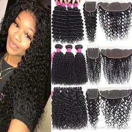 9A Peruvian Virgin Hair Bundles with Closures 4X4 Lace Closure Or 13X4 Ear To Ear Lace Frontal Closure Human Hair Weave With Lace Closure