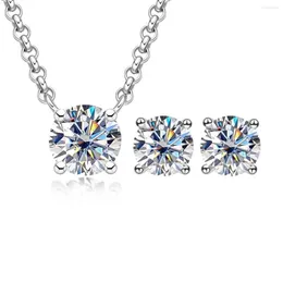ペンダントネックレスAnujewel 2ct Moissanite Necklace 1CT Earrings 925 Sterling Silver Jewelry Bridal Set Woll for women264u