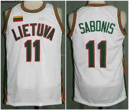 Drużyna Lietuva litwa #11 Arvydas Sabonis biała Retro klasyczna koszulka do koszykówki męskie szyte niestandardowe koszulki z numerem i nazwą