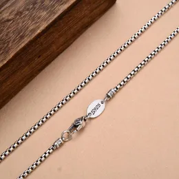 سلاسل Pure S925 Sterling Silver Men 3mmw Box Chain Vajra Clasp Necklace 60cm 23-26g