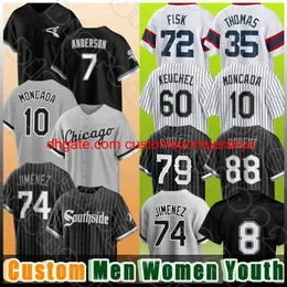 Stitch 74 Eloy Jimenez Baseball 7 Tim Anderson 88 Luis Robert Jose Abreu Frank Thomas Jerseys Yoan Moncada Carlton Fisk Bo Jackson Lucas Giolito Leury