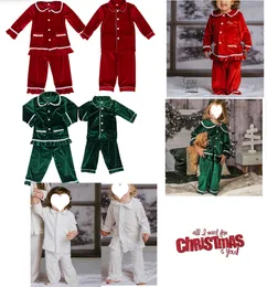 Пижама, соответствующая девочкам и мальчикам Рождественская пижама красные бархатные наборы для детей, детская писательская одежда.