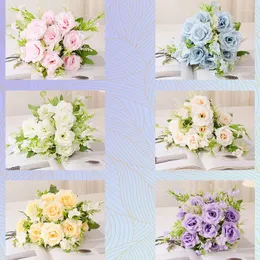 Decorative Flowers 1 Bunch Of Beautiful Hydrangea Rose Artificial Flower Garden Wedding Decoration Autumn Bouquet Home Mousse Peony Artifici