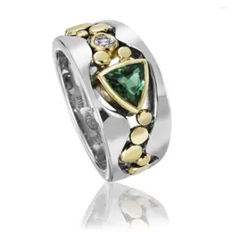 Klusterringar Lororana Fashion Jewelry Love Series For Women. Utifrån Golden Romance Green Lucency Zircon Polygon Wedding Ring