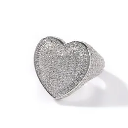 Hip Hop Sweet Casting Rings with Side Stones Lover Par Heart Shape Men Women Finger Wedding Gift Jewelry