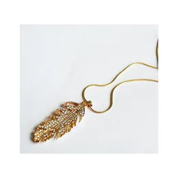 Pendant Necklaces Leaf Jewelry Set Rhinestone Flower Feather Drop Delivery Pendants Dhjzp