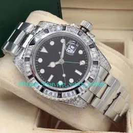 7 Style With Box Watches for Men's Black Bial 40mm Diamond Ruby Seat Diamond Baguette Bezel Gold Stainless Steel Bracelet Asia 2813 Mechanical Mens Automatic Watch