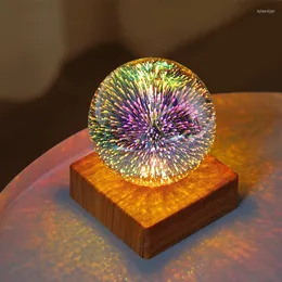 Nachtverlichting 3D Vuurwerk Tafellamp USB Decoratieve Romantische Sfeer Bureau Voor Woonkamer Slaapkamer Nachtkastje Creatief Kinderen Gift