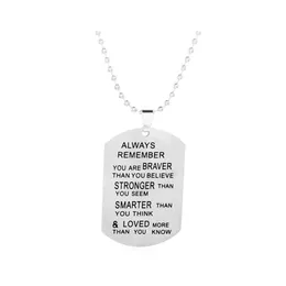 Pendant Necklaces Dog Tag Engraved Necklace To Family Friend Always Remember Stainless Steel Drop Delivery Jewelry Pendants Dhh78