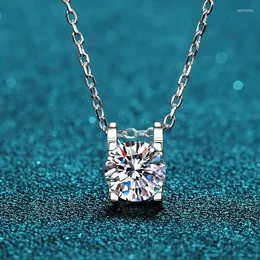 Łańcuchy d kolor Mossanite 0,8ct prosty naszyjnik biżuteria s925 srebrna błyszcząca imitacja Diamond Fine Premium Val