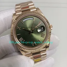 16 kolor 904L stalowe zegarki automatyczne na męską datę 40 mm solid 18K Everose Gold Olive Green Dial Sapphire Glass CAL.3255 Ruch Mechanical V12 zegarek zegarek