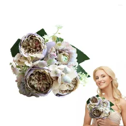 Декоративные цветы искусственные пионы 5 головы свадебные фальшивые