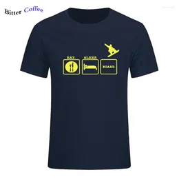 Męskie koszule zabawne Eat Sleep Snowboarder T-Shirt Tee Snowboarder Drukowana letnia męska koszula moda TEE TEE European Size