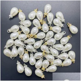 Charms Pcs Diy 10X20Mm Mini Acrylic Pearl Pendant Water Drop Beads Charm Earrings Ornaments Jewelry Making Partscharms De Dhh6D