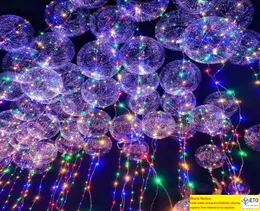 10setlot 18 inç aydınlık LED balon 18 şeffaf balon ip ışıkları yuvarlak kabarcık helyum balonları çocuk düğün dekorasyonu