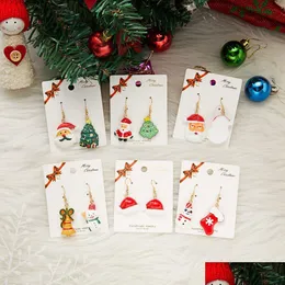 Stud Selling Sier Plated New Santa Claus Christmas Tree Asymmetric Earrings Creative Harts Earring Drop Delivery 202 DHTRQ