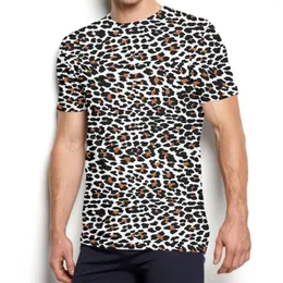 Camisetas masculinas cjlm leopard t-shirt homens/mulheres padrões impressos de camisa 3d roupas casuais tops de xadrez superficial preto marrom