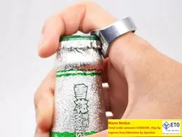 美しいギフトステンレススチールフィンガーリングリングビールボトルオープナーは、スズオープナー22mmサイズ10pcslotを開くことができます