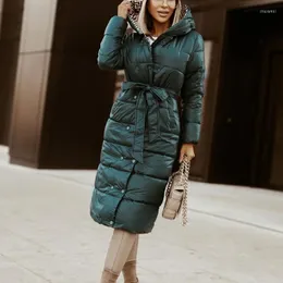 Trench da donna Autunno Moda Stampa Giacca con lacci con cappuccio Inverno Casual Manica lunga Tasca Giù Donna Elegante Bottone in cotone solido