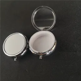Caixa de armazenamento de rem￩dios redondos em branco sublima￧￣o com espelhos de materiais de consumo para mulheres impress￣o a quente impress￣o DIY Presentes Novo estilo