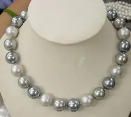 Suç kadın klasik mücevher 8mm gri renkler karışık doğal güney deniz kabuğu inci kolye 18 '' 45cm