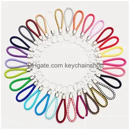 Key Rings Leather Rope Alloy Fashion Men Women Chains Handmade Weave Car Pendant Holder Valentine Day 0 46Jh J2B Drop Delivery Jewelr Dhcdi