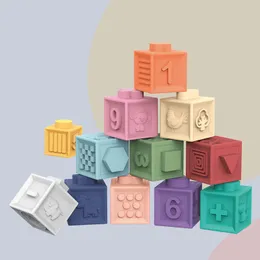 Blocchi Montessori Giocattoli per bambini Bambini Numero Puzzle Sviluppo sensoriale Bambino Edificio educativo Silicone morbido Impilabile 230213