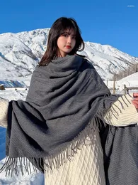 Lenços de inverno malha de malha de caxemira lenço vintage mulheres mulheres hijab scarve pashmina mujer feminina bufanda grande xale de manta eacharpe