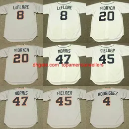 Camisas de beisebol personalizadas beisebol 4 aurelio Rodriguez 7 TOM MUSIZER 8 RON LEFLORE 20 MARK FIDRYCH 45 CECIL FIELDER 47 ACK MORRIS B