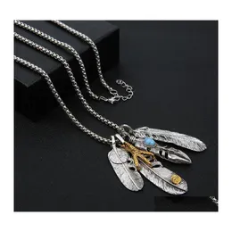 Pendant Necklaces Retro Tide Necklace Long Male And Female Common Feather Takahashi Jewelry Yuwenlesongshi Hang Hair Chain Drop Deli Dhwtl