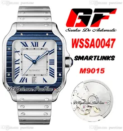 GF V2 WSSA004 Miyota 9015 Orologio da uomo automatico Due toni Lunetta blu Quadrante bianco Indicatori romani Quick Switch Bracciale in acciaio inossidabile Super Edition Puretime C3