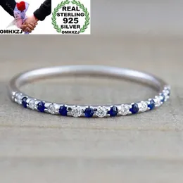 Anéis de banda omhxzj por atacado da moda europeia feminina festa de casamento prata branca azul vermelho aaa zircon 925 sterling prateado anel rr72 g230213