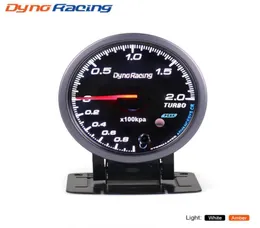 dynoracing 60mmブラックフェイスターボブーストゲージアンバーホワイトバックライト0200 kPaピーク機能カーメートル2098544