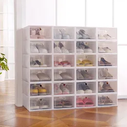 Утолщенные ящики для хранения обуви, прозрачная пластиковая коробка для обуви, штабелируемый бытовой шкаф для обуви, пылезащитный органайзер, чехол Caja De Zapatos De Plastico