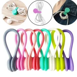 Bag Clips Magnetic Twist Cable Ties Silicone Cable Holder Clips Cord Wrap Strong Holding Stuff Cables Organizer for Home Office SN673