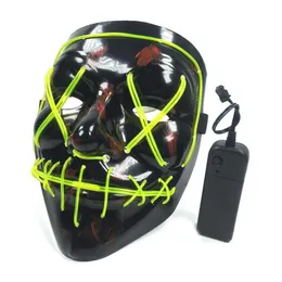 Halloween Rave Purge Masks Horror LED Mask El Wire M￡scara para Festival Cosplay Costume Decora￧￣o engra￧ada Party2879