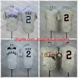 Camisas de beisebol personalizadas Mens 2 Nellie Fox Vintage 1960 Camisas costuradas Jersey cinza de algod￣o