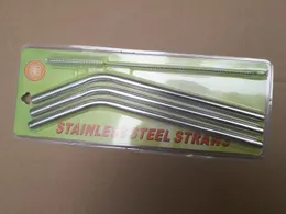 50SetSlot Fast Shipping 304 Rostfritt stål Dricker Straw Set med Straw Brush Retail Package