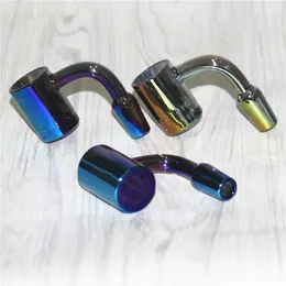 Wasserpfeifen galvanisieren 25 mm große Quarz-Banger-Räucherölbrennerschale mit 10 mm 14 mm männlich-weiblichem Nagelgelenk für Glas-Wasser-Bong-Bubbler-Rig