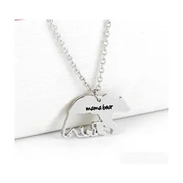 Anhänger Halsketten Mama Bär Tag Gravierte Tier Halskette Sier Mutter Liebe Einfache Mode Mutter und Kinder Choker Schmuck Drop Delive Dhopn