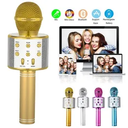 Mikrofonlar Profesyonel Karaoke Mikrofon Taşınabilir Bluetooth uyumlu kablosuz el tipi Mic USB Home KTV müzik çalar için Mikrofon 230213